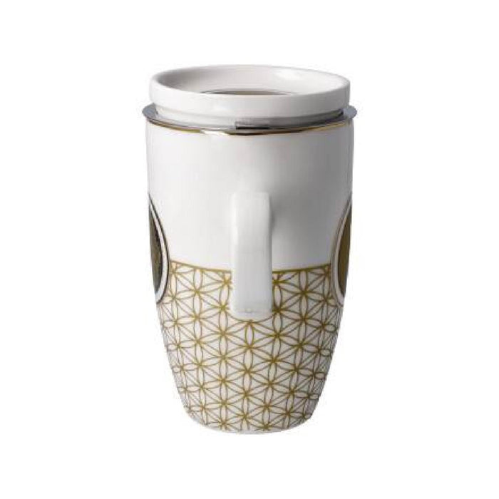 Goebel Yin Yang Blume des Lebens Weiß - Teetasse mit Deckel und Sieb
