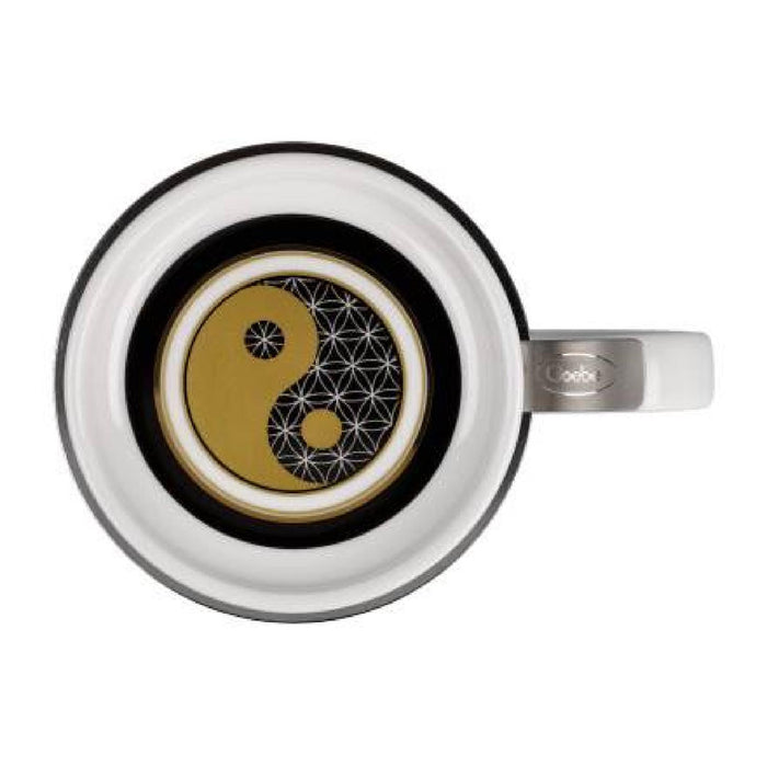 Goebel Yin Yang Blume des Lebens Weiß - Teetasse mit Deckel und Sieb