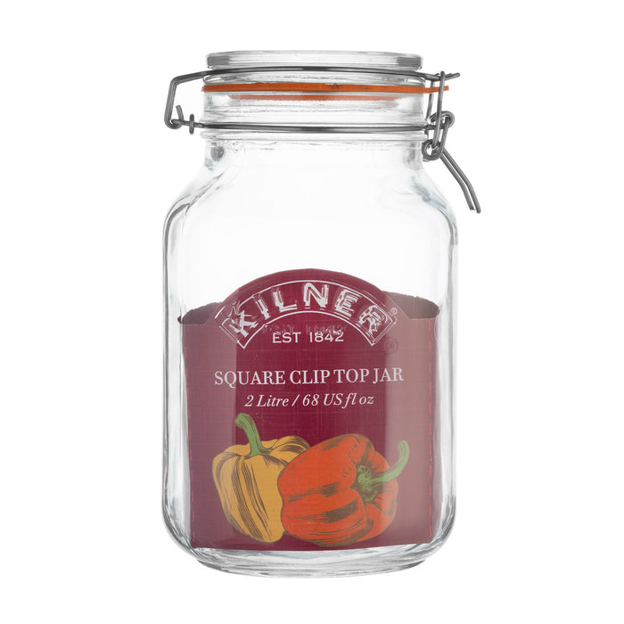 KILNER Quadratisches Bügelverschluss Glas, 2 Liter