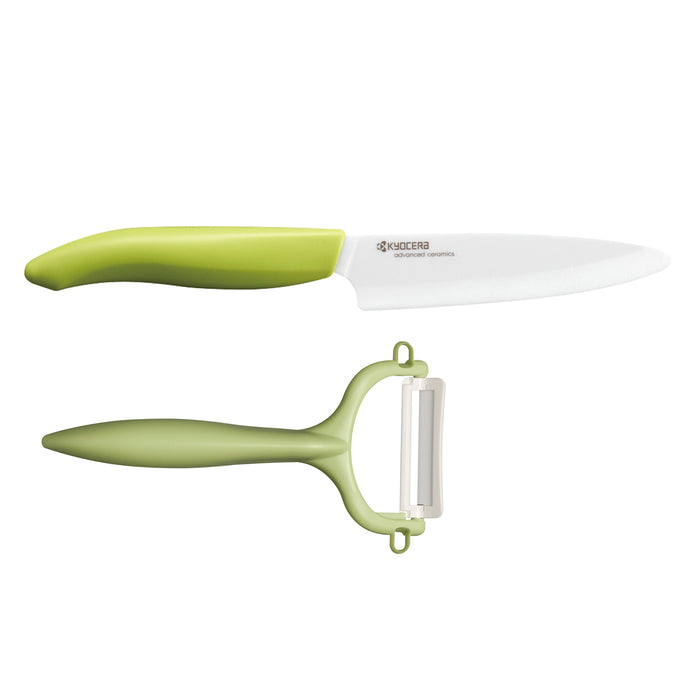 KYOCERA GEN GREEN Starter Set: Obst-und Gemüsemesser mit Schäler