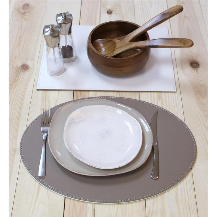 FREEFORM DUO - Platzset oval, Taupe/Weiß