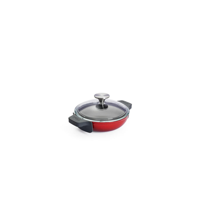 Woll, Iron, Wok, rund mit Glasdeckel mit Silikongriff Chili Red, 18 cm, 5.5 cm hoch