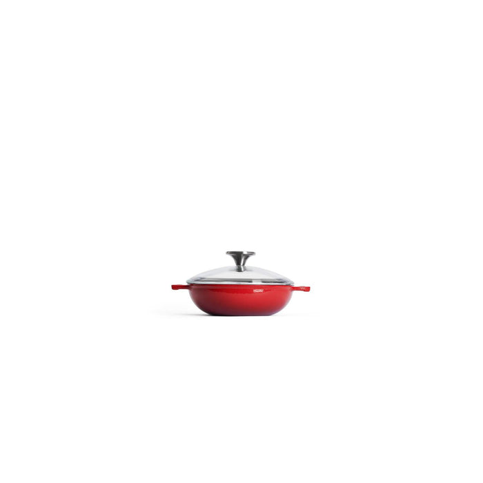 Woll, Iron, Wok, rund mit Glasdeckel mit Silikongriff Chili Red, 18 cm, 5.5 cm hoch