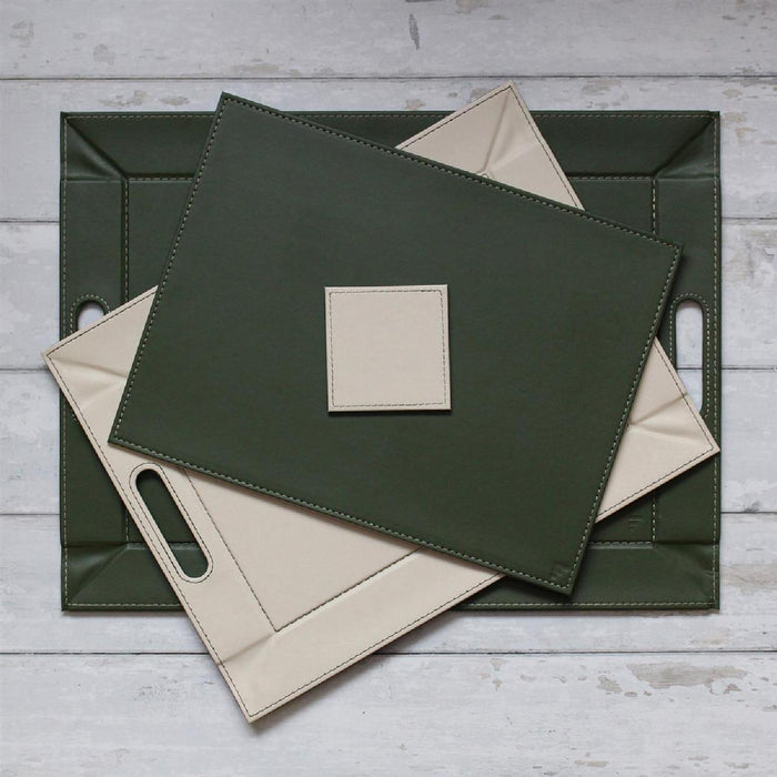 FREEFORM DUO - Untersetzer Olive/Elfenbein, 4er Set