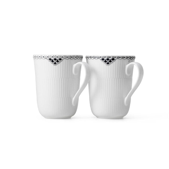 Royal Copenhagen Black Lace Tasse 33 cl, 2er Set