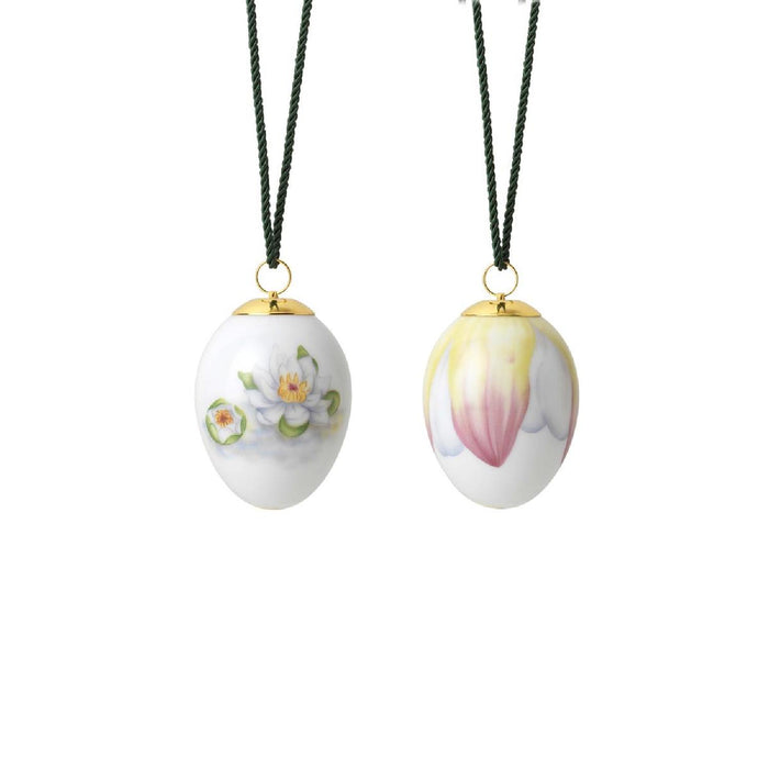 Royal Copenhagen Frühling Osterei - Seerosenknospen und Blüten 6 cm, 2 St.