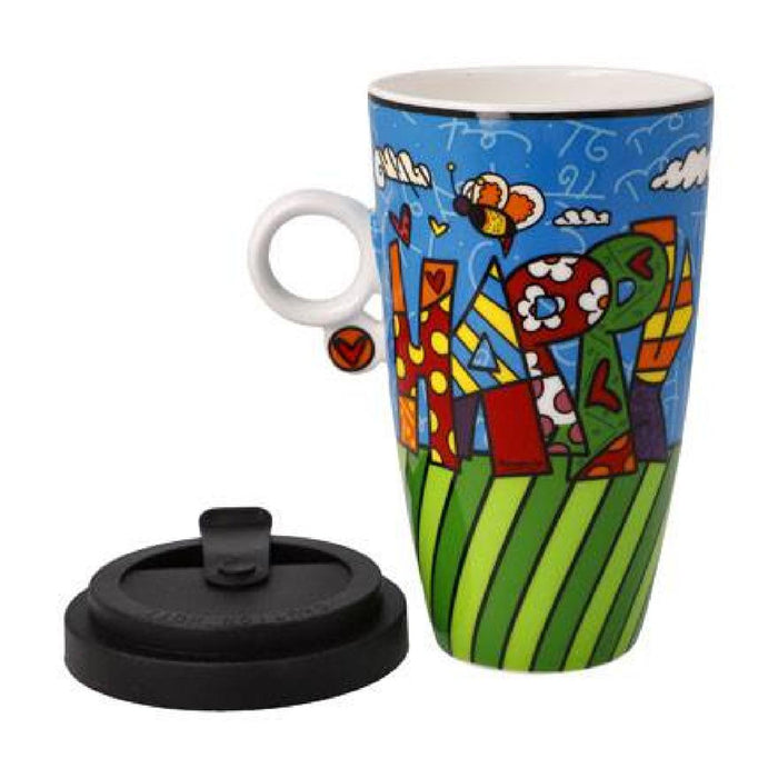 Goebel Romero BRITTO  Happy Künstlertasse mit Deckel