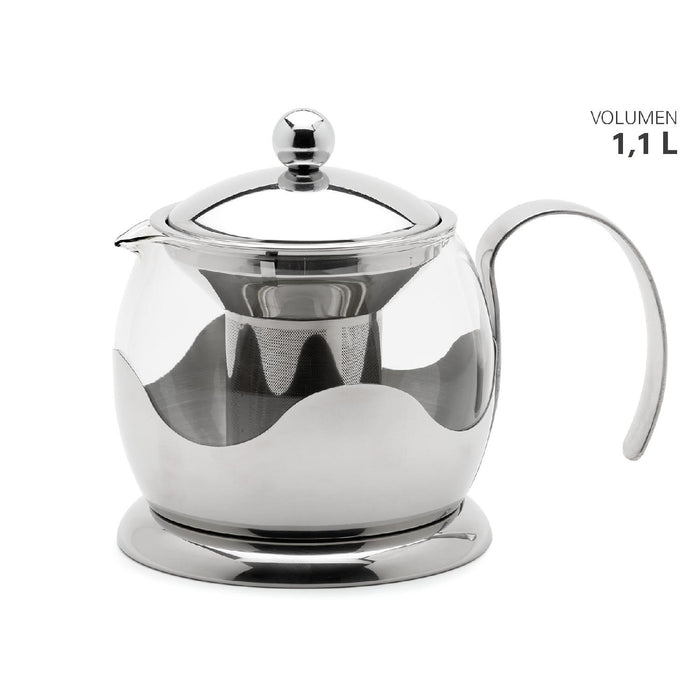 Teekanne Glas/Edelstahl 1100 ml