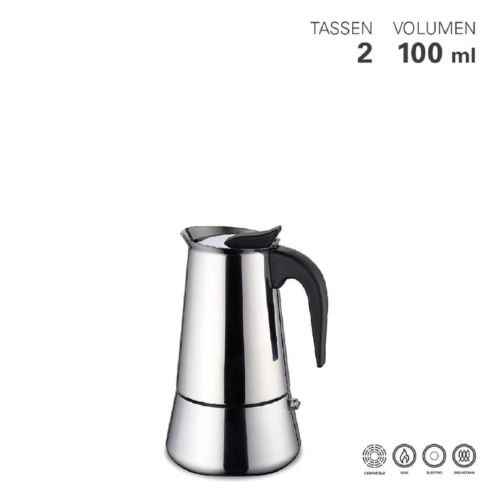 Weis Espressokocher aus Edelstahl für 2 Tassen