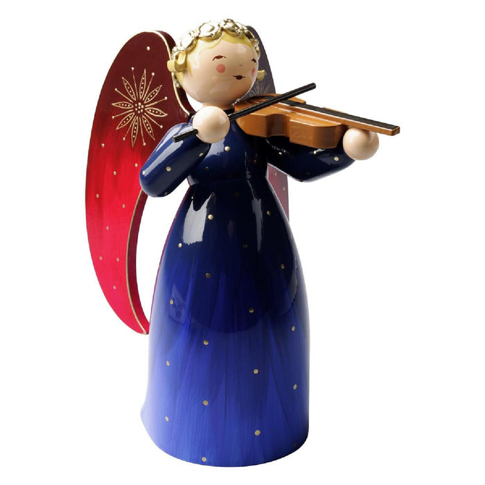 Wendt & Kühn Engel reich bemalt, groß, mit Violine, blau