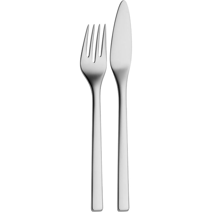 WMF Stratic Fischbesteck 2 teilig, Fischset für 1 Person, Fischgabel, Fischmesser, Cromargan protect Edelstahl poliert, kratzbeständig