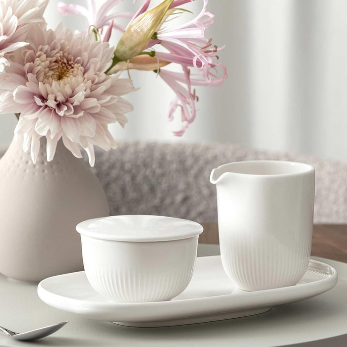Villeroy & Boch Afina Milch- und Zucker-Set 2-teilig, Milchkännchen (170 ml) und Zuckerdose (90 ml), Dose mit Deckel und Kännchen, Spülmaschinenfest & Mikrowellengeeignet, Premium Porzellan, Weiß