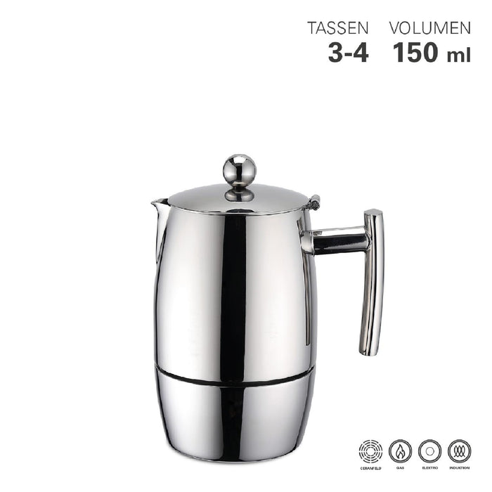 Weis Espressokocher Premium aus Edelstahl für 3 Tassen