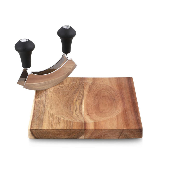 Weis Doppelwiegemesser 14 cm mit Holzbrett