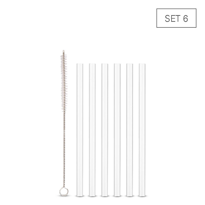 Weis Trinkhalme Glas transparent 15 cm - Set 6 + Bürste