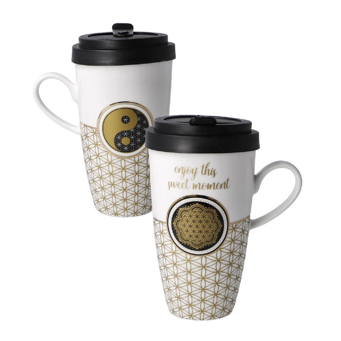 Goebel Yin Yang Lotus - "Blume des Lebens weiß" - Mug To Go