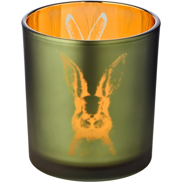 EDZARD Teelicht 2er Set Hase grün / rosa Ø 7 cm, H 8 cm