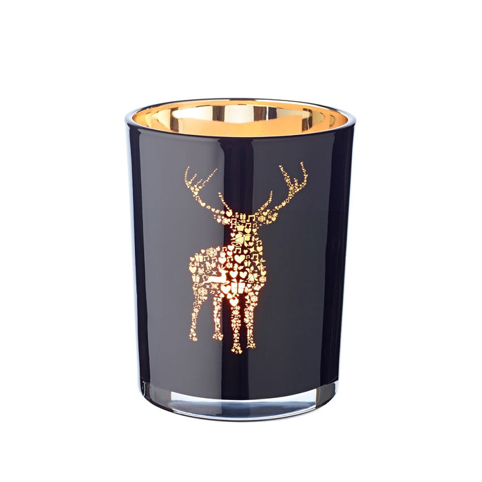 EDZARD Glas Windlicht Fancy schwarz H 13 cm