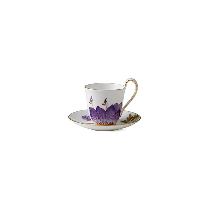 Royal Copenhagen Tasse mit Untertasse mit hohem Henkel - Stiefmütterchen - 27 cl