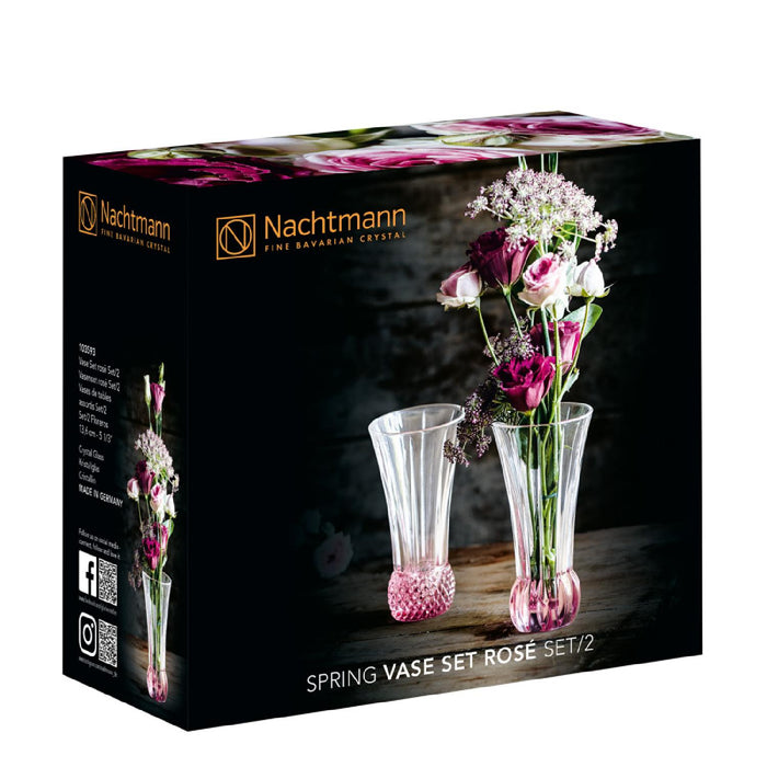 Nachtmann Spring Tischvasen rosè, gemischte Designs, 2er-Set