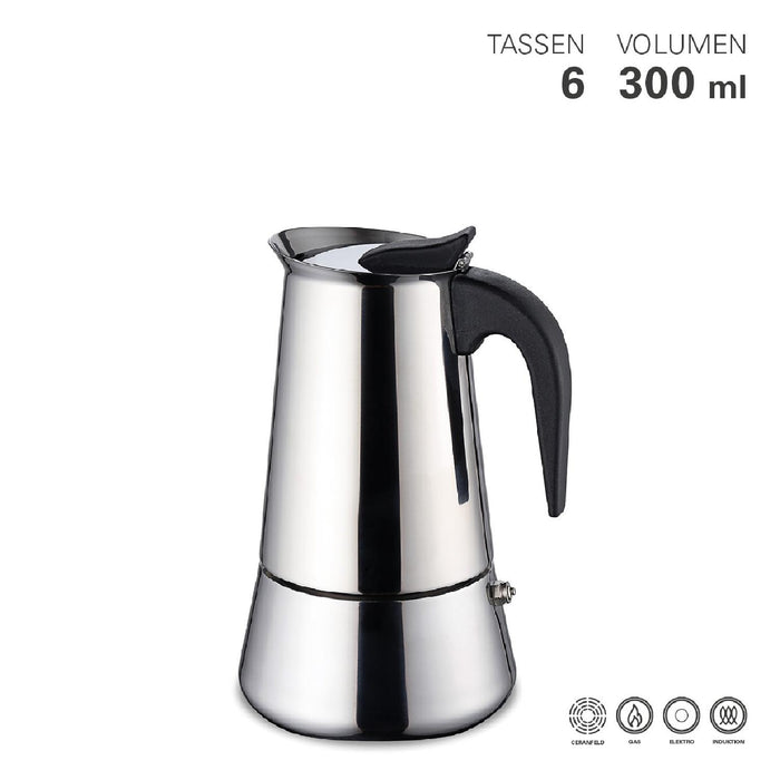 Weis Espressokocher aus Edelstahl für 6 Tassen
