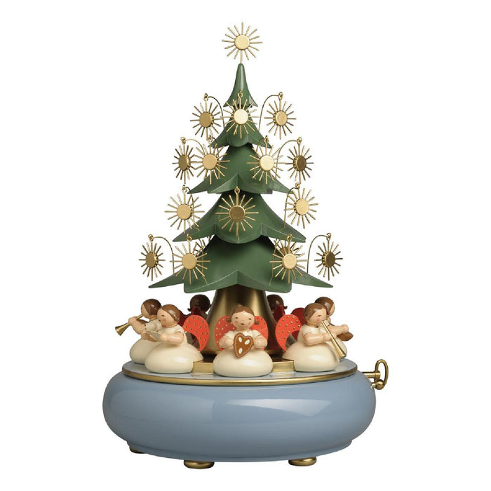 Wendt & Kühn Spieldose mit unter dem Baum sitzenden Engeln, Stille Nacht