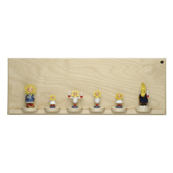 Wendt & Kühn Wandpräsentation mit sieben Schiebetellern, groß, natur 50 x 18 x 5,5 cm