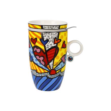 Goebel Romero Britto A New Day Teetasse mit Deckel und Sieb