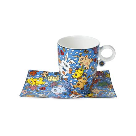 Goebel Mauro Bergonzoli Magic Bunny Explosion Künstlertasse mit Untertasse