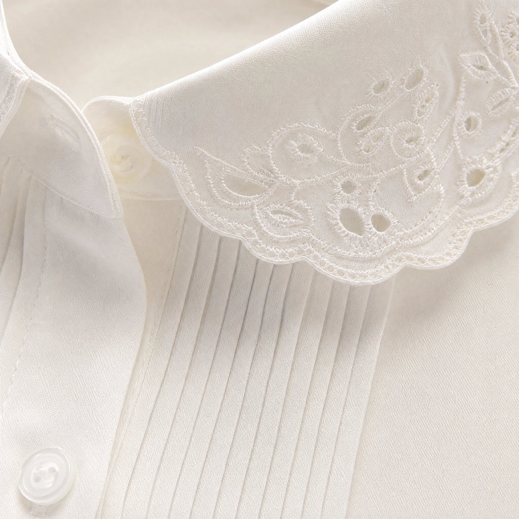 Chemise Blanche Vintage Femme - close-up détail matière