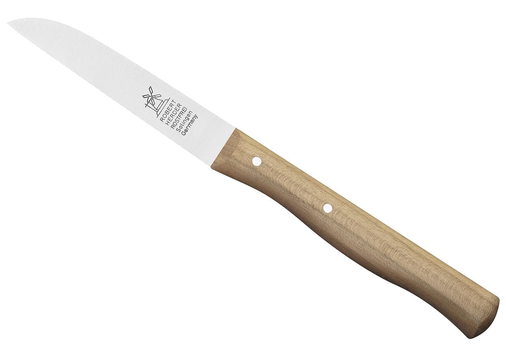 Windmühlenmesser Gemüsemesser "Klassiker", mittel, rostfrei, feingepließtet, Griff Kirsche, in Biosicht-Verpackung