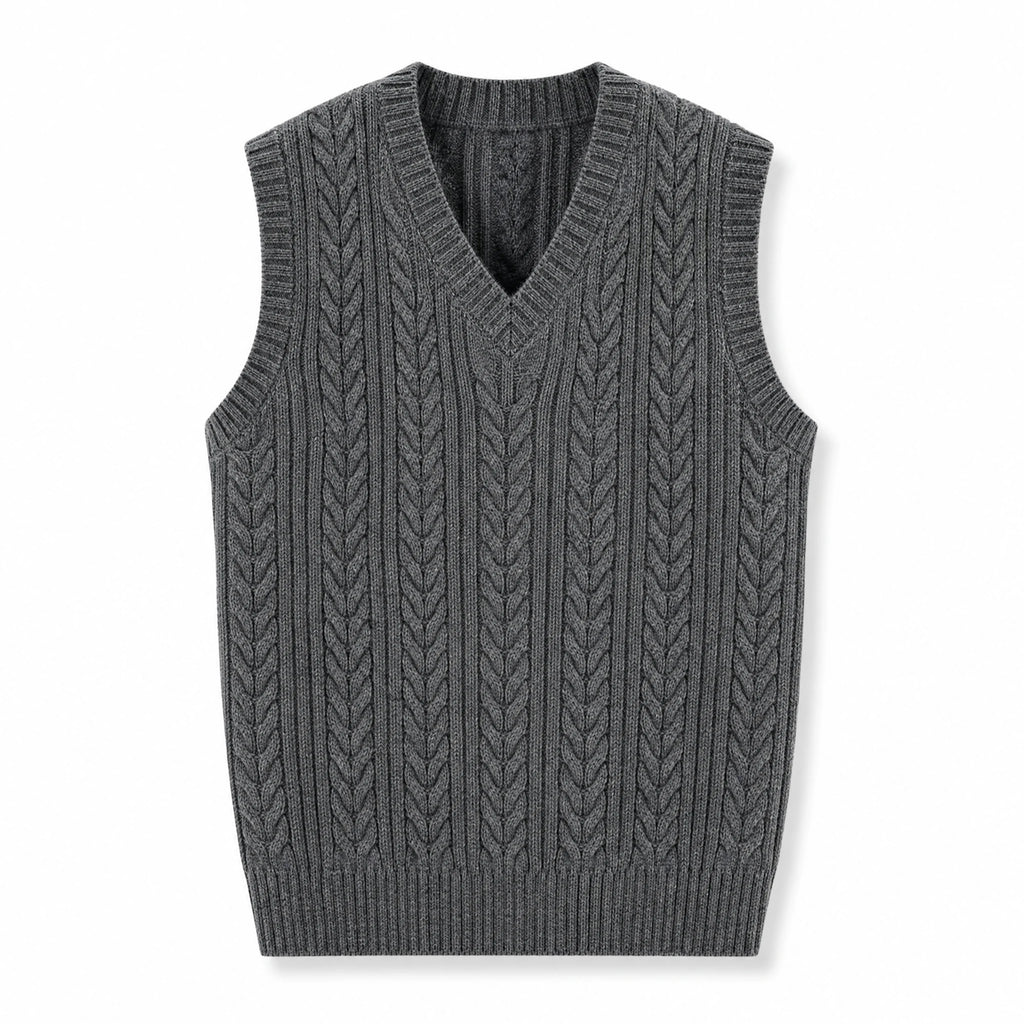Gilet tricoté à col en V pour homme vintage - image principale