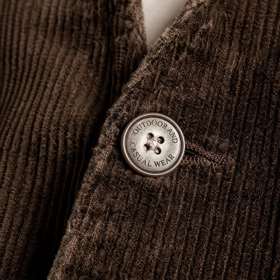 Gilet vintage en velours côtelé - close-up détail matière