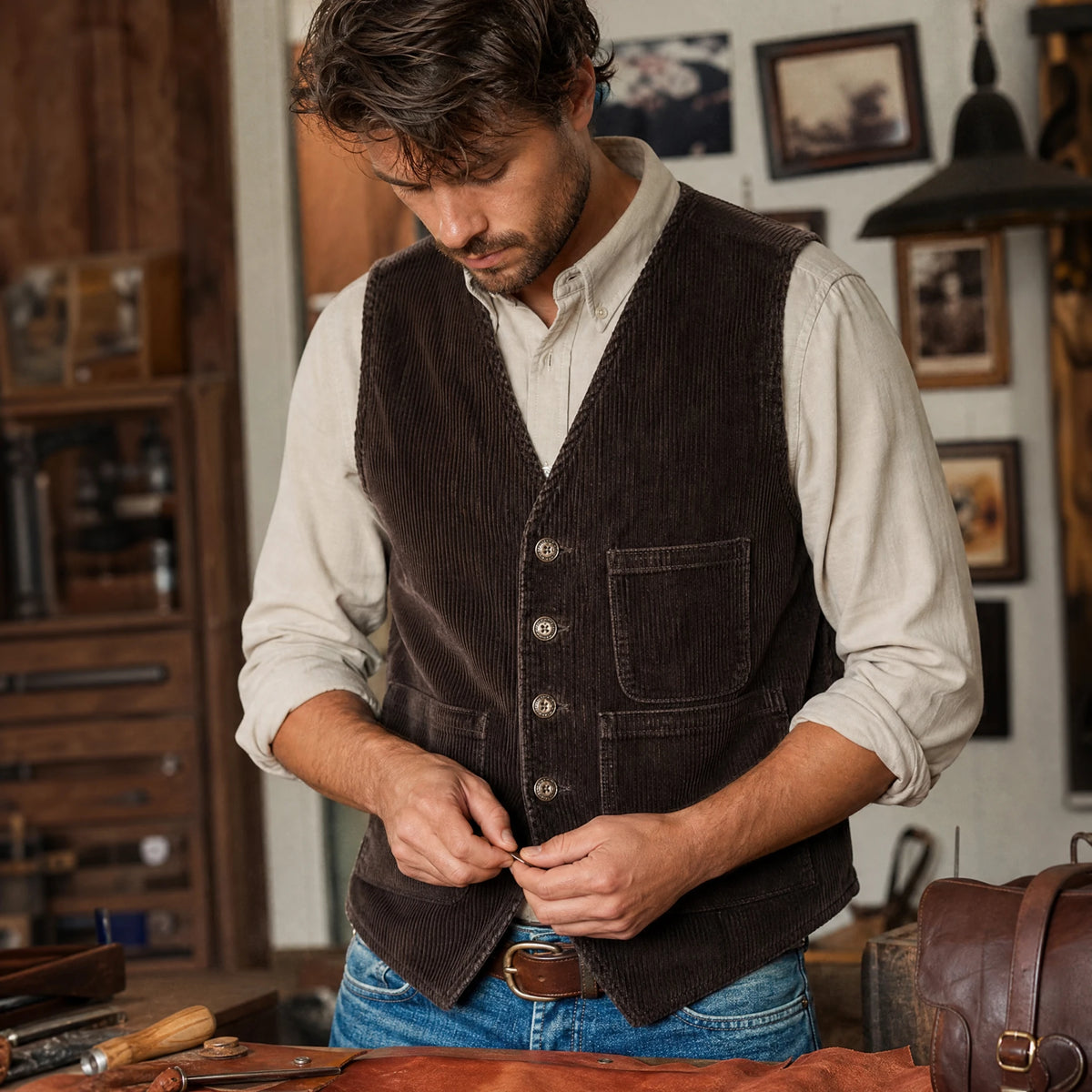 Gilet vintage en velours côtelé - Utilisation GLOBALE
