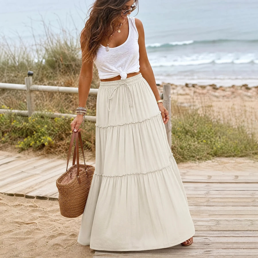 Jupe Longue Blanche Vintage Boheme Chic - Utilisation GLOBALE