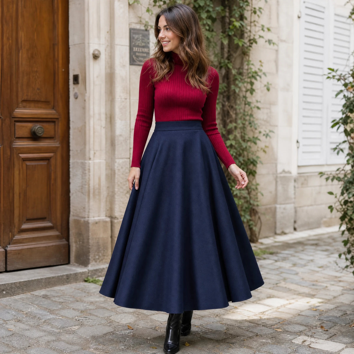 Jupe Vintage Longue Plissée Hiver - Utilisation GLOBALE