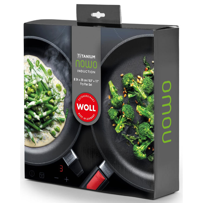 Wol Nowo Titaniuml Pfannen-Set, Induction, 24 cm Ø + 28 cm Ø, 5 cm hoch, abnehmbarer Stiel