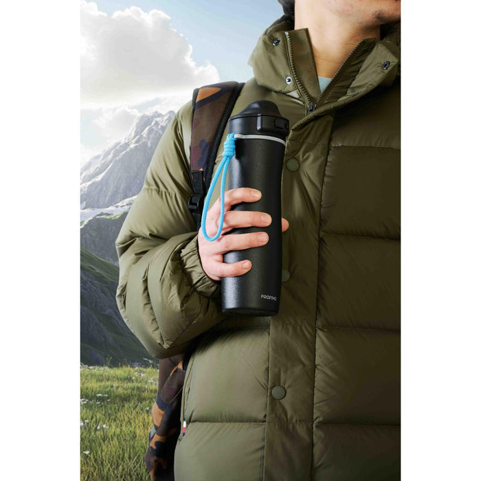 PROFINO Sport-Flasche Active, 600 ml, Edelstahl, schwarz