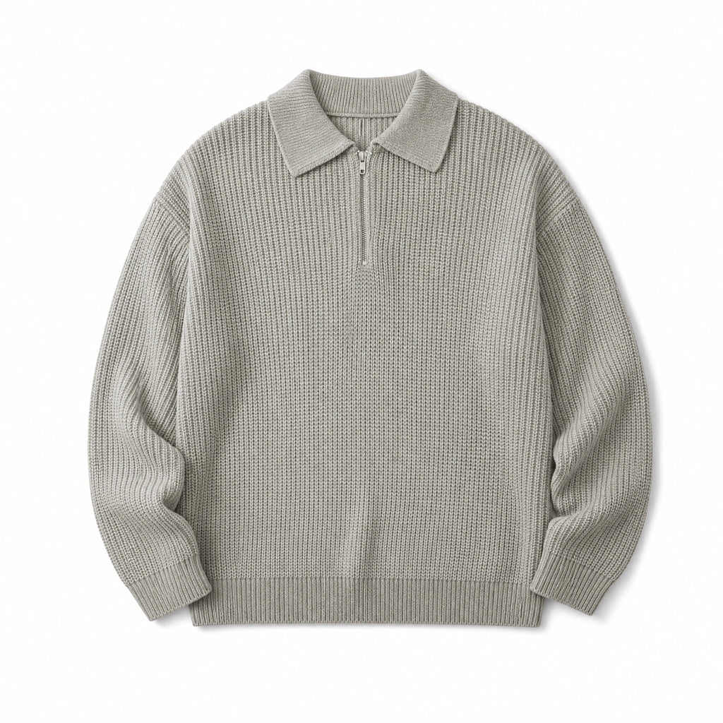 Pull vintage à col polo et fermeture éclair - image principale