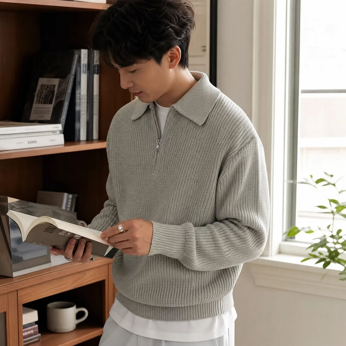 Pull vintage à col polo et fermeture éclair - Utilisation GLOBALE