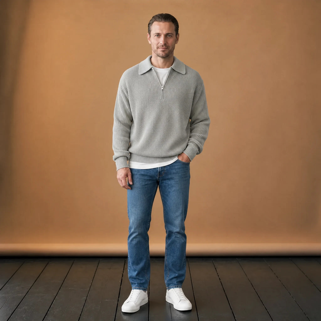Pull vintage à col polo et fermeture éclair - VETEMENT Studio HOMME