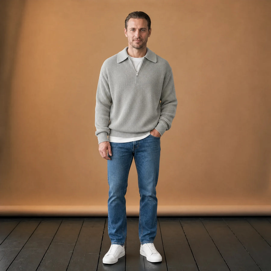 Pull vintage à col polo et fermeture éclair - VETEMENT Studio HOMME