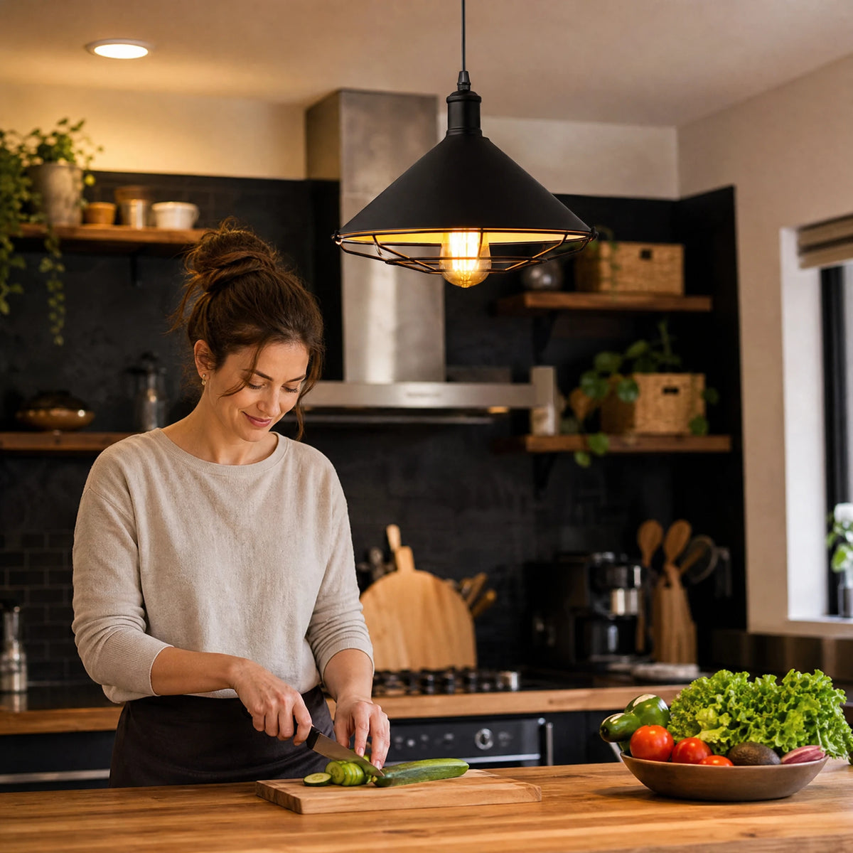 Suspension industrielle vintage en fer noir - Utilisation GLOBALE