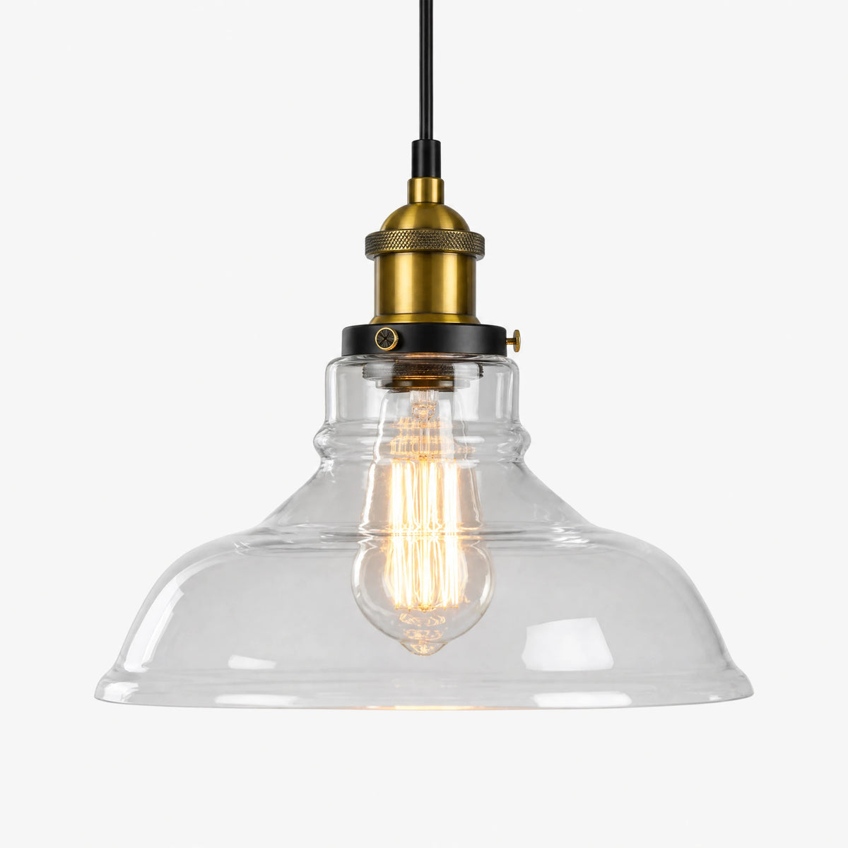 Suspension Verre Vintage Abat-Jour Transparent Laiton - image principale