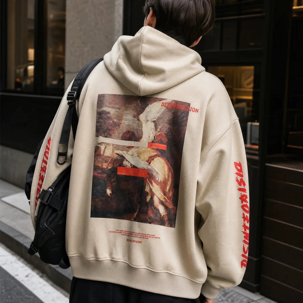 Sweat à capuche vintage avec impression artistique - Utilisation GLOBALE