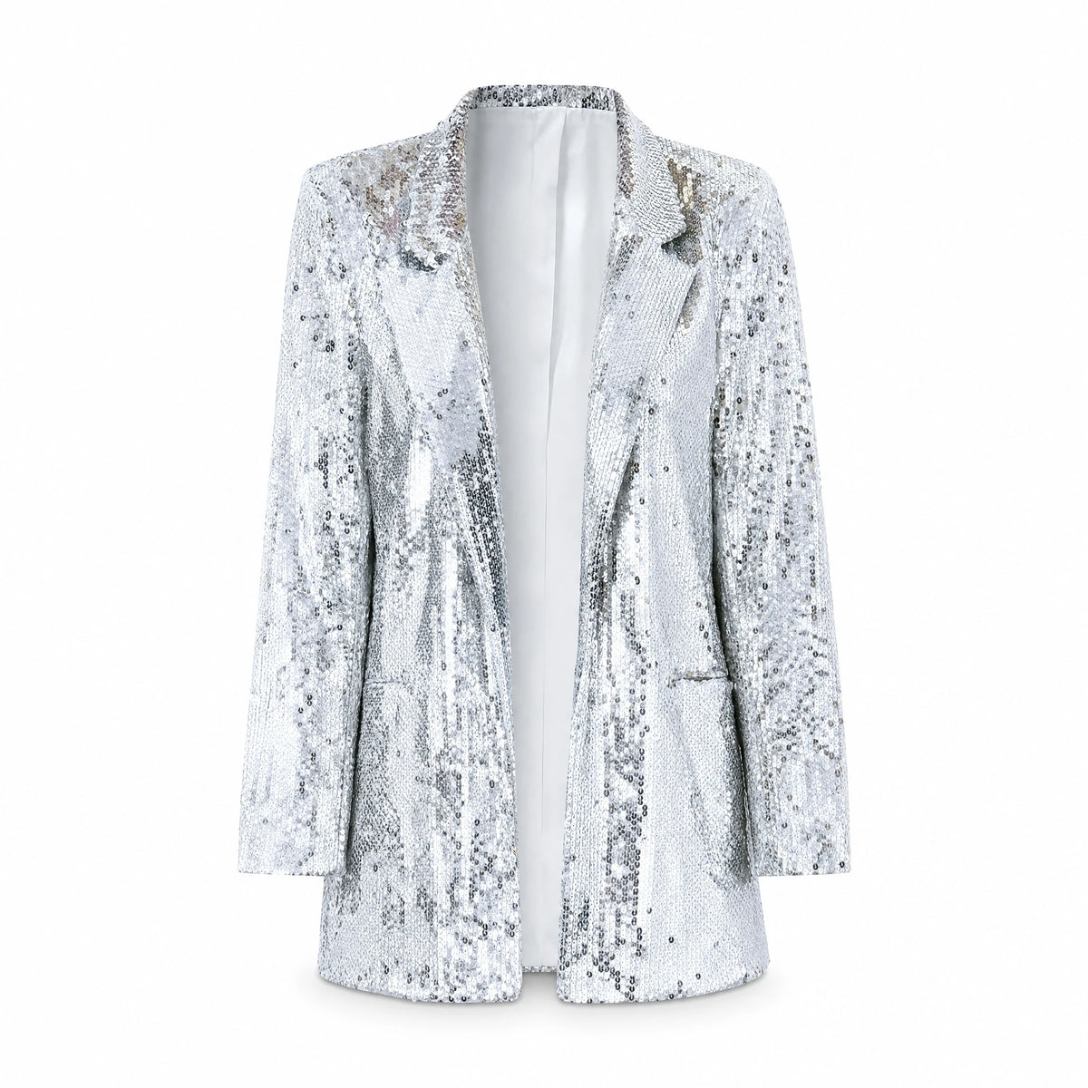 Veste Paillettes Argentée Brillante Soirée Femme - image principale