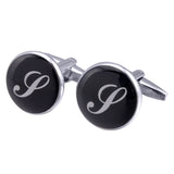 boutons-de-manchette-rond-noir-email-traditionnel-vintage
