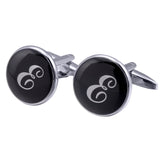 boutons-de-manchette-rond-noir-email-traditionnel-vintage
