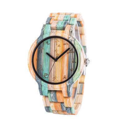 montre-de-couple-en-bois-colore-sculpte-vintage