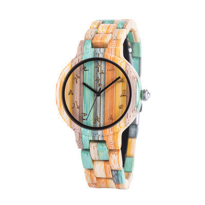 montre-de-couple-en-bois-colore-sculpte-vintage